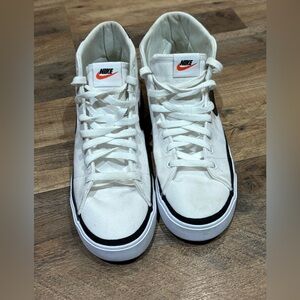 Nike Court Legacy Canvas Mid sneaker in white with black trim